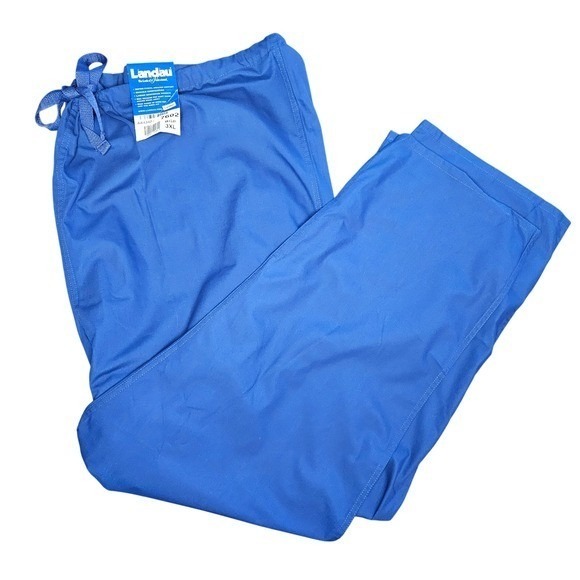 Landau Scrub Bottoms 3X Blue Flare Leg Nursing Workwear - Picture 1 of 6